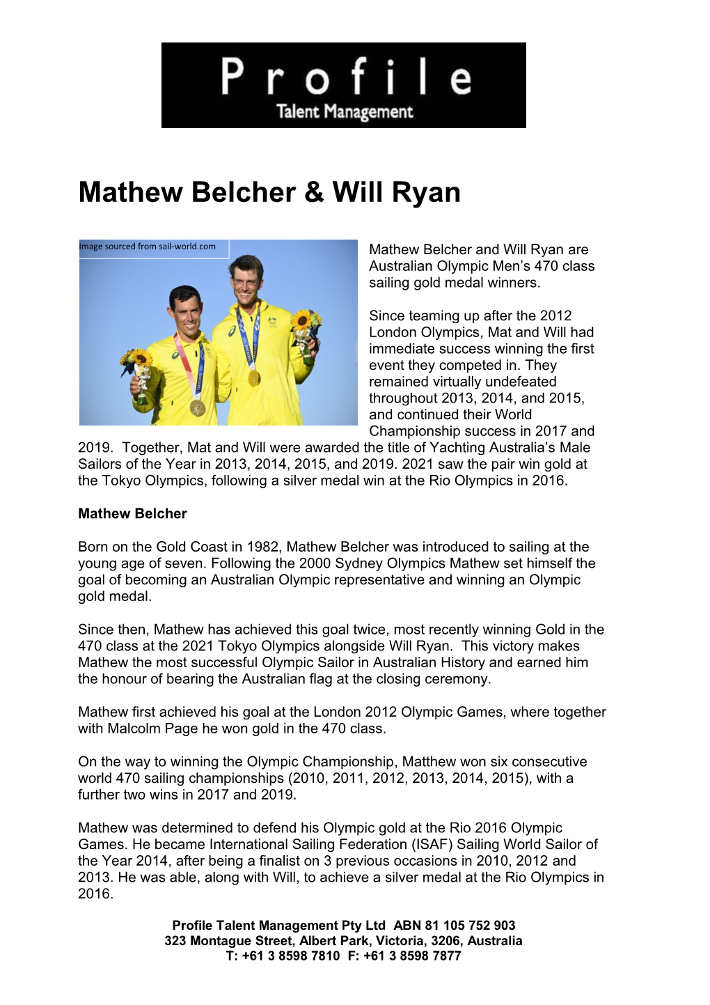 Mathew Belcher & Will Ryan