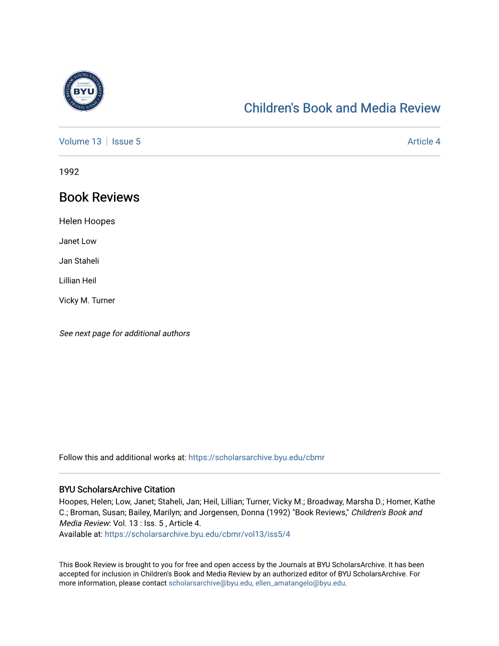 Children's Book and Media Review