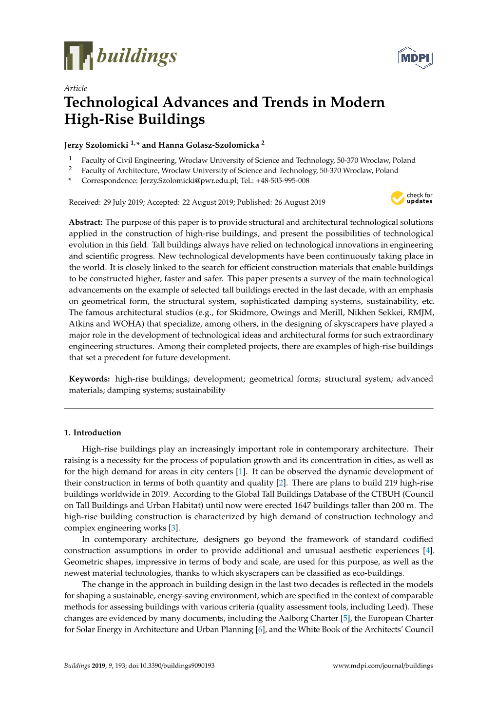 Technological Advances and Trends in Modern High-Rise Buildings