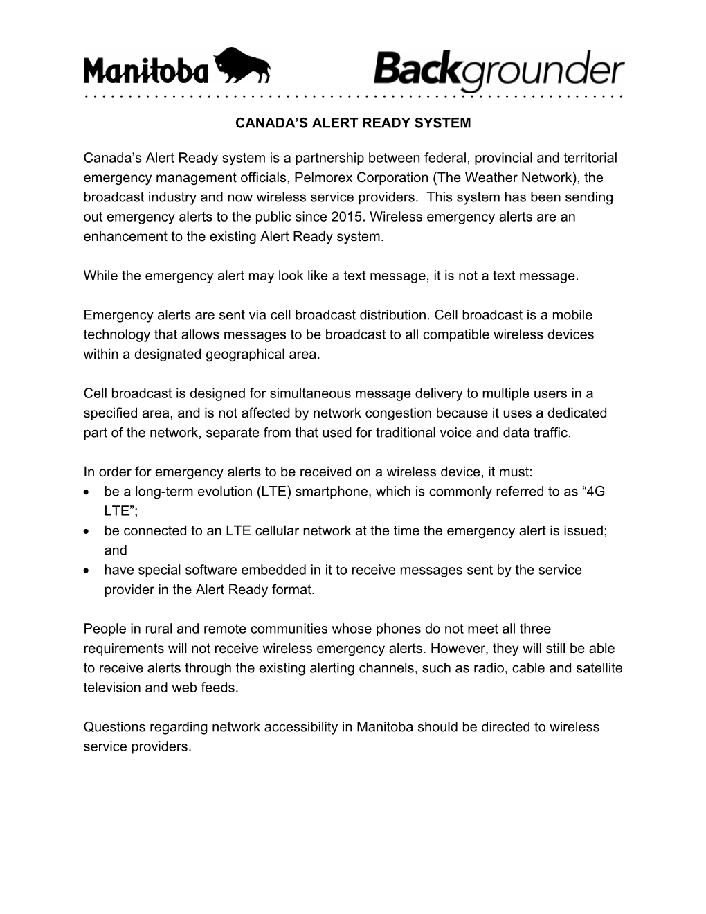 CANADA's ALERT READY SYSTEM Canada's Alert Ready System Is a Partnership Between Federal, Provincial and Territorial Emergen