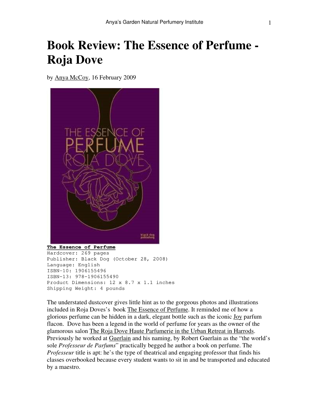 Mccoy Book Review the Essence of Perfume – Roja Dove