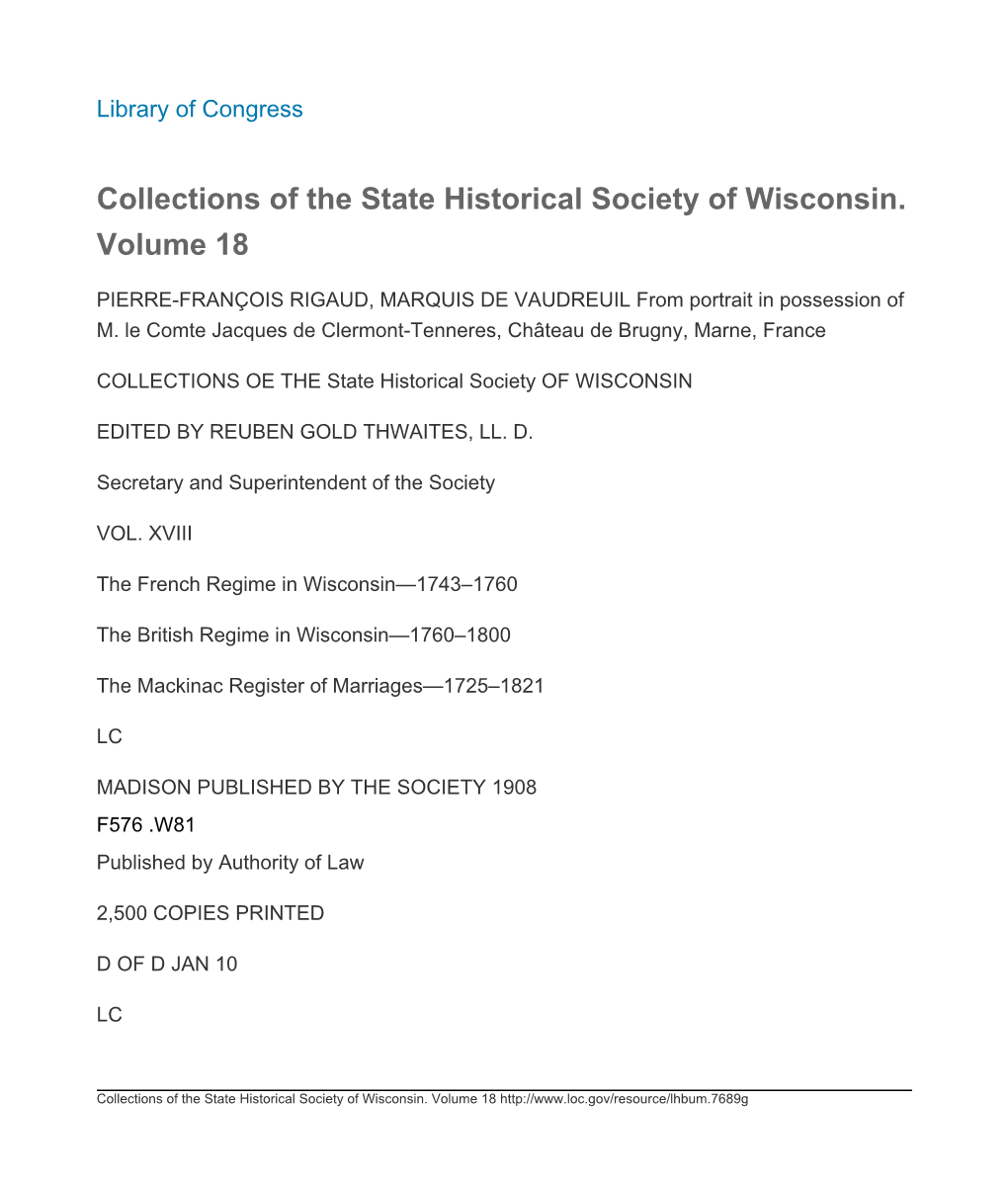 Collections of the State Historical Society of Wisconsin