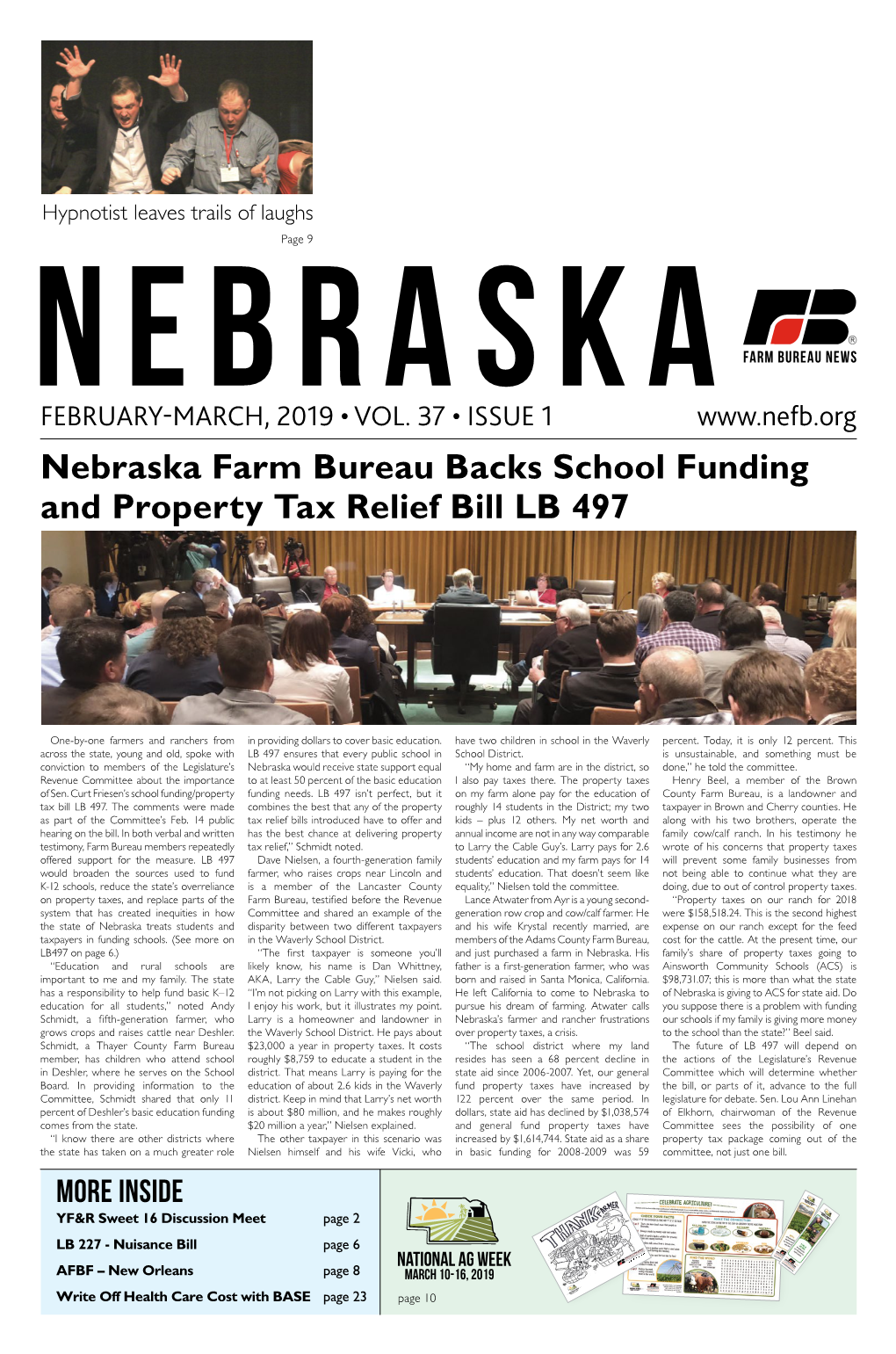 Nebraska Farm Bureau Backs School Funding and Property Tax Relief Bill LB 497