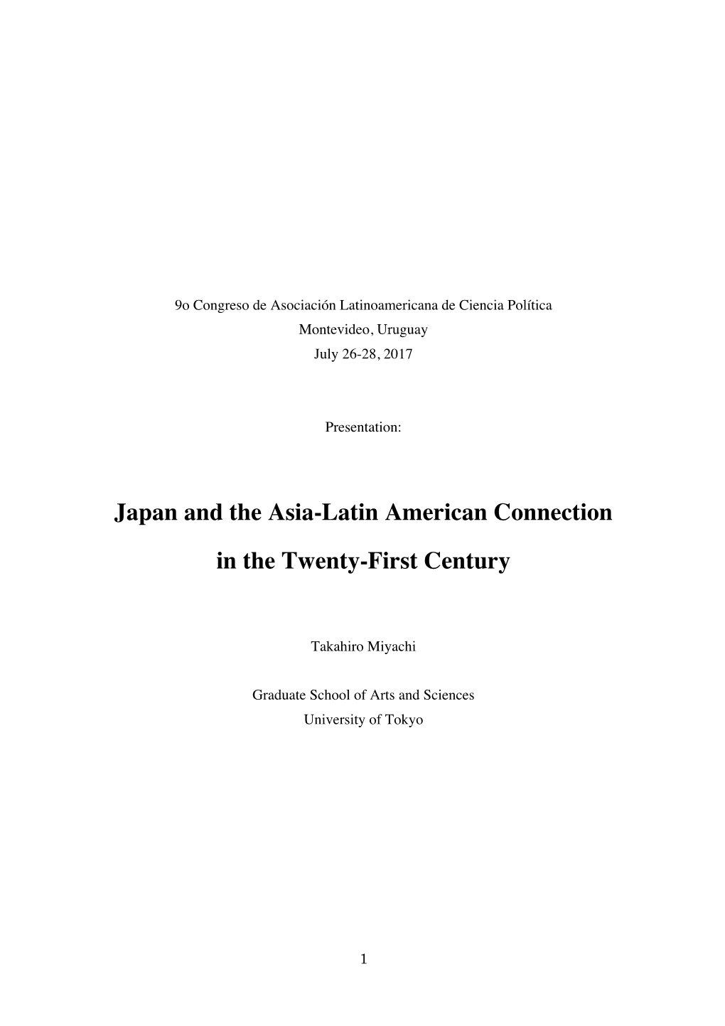 Japan and the Asia-Latin American Connection in the Twenty-First Century