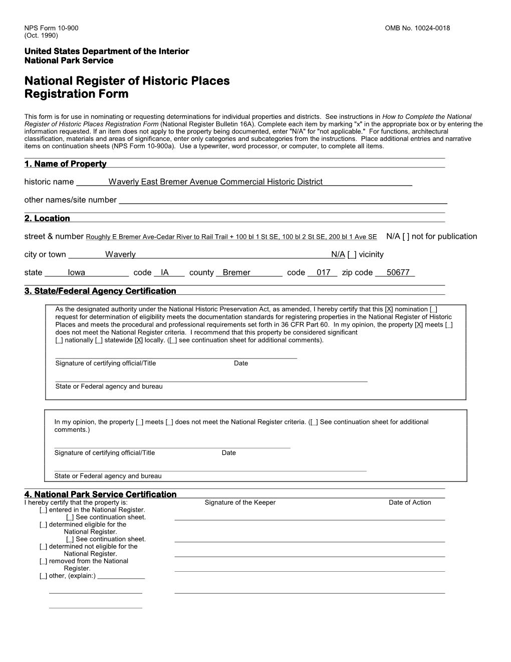 National Register of Historic Places National Register of Historic Places Registration Form Registration Form