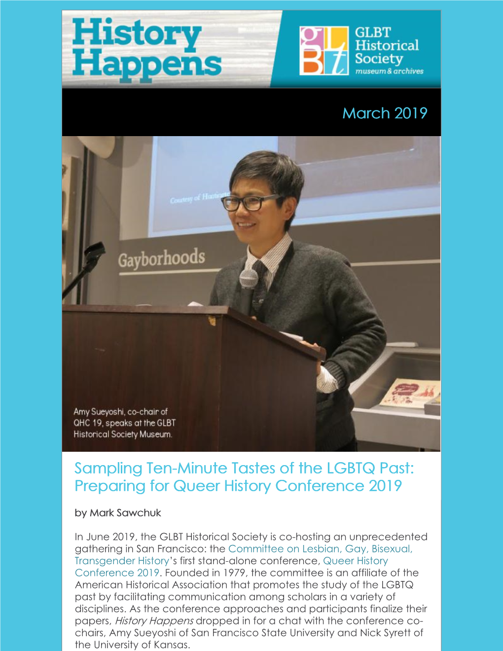 ​March 2019 Sampling Ten-Minute Tastes of the LGBTQ Past: Preparing for Queer History Conference 2019