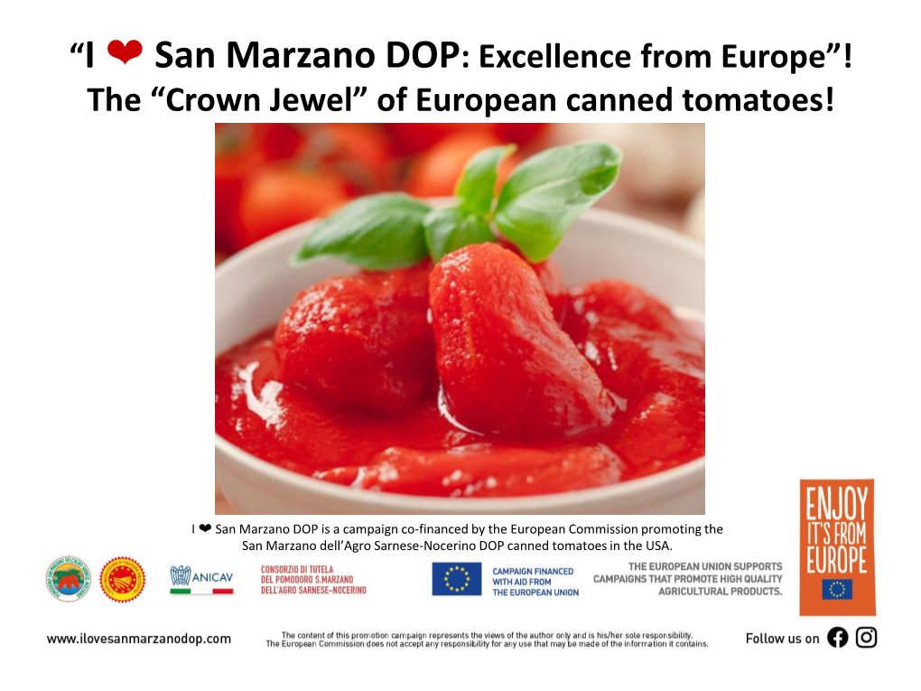 “I San Marzano DOP: Excellence from Europe”!