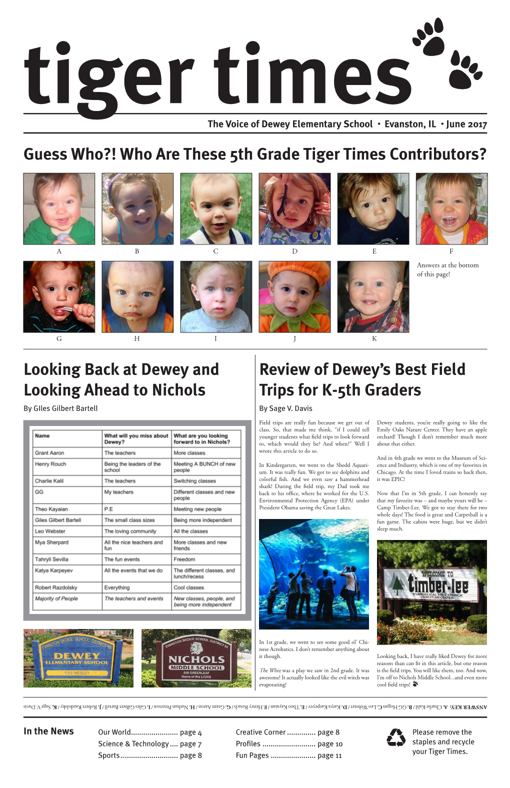Who Are These 5Th Grade Tiger Times Contributors?