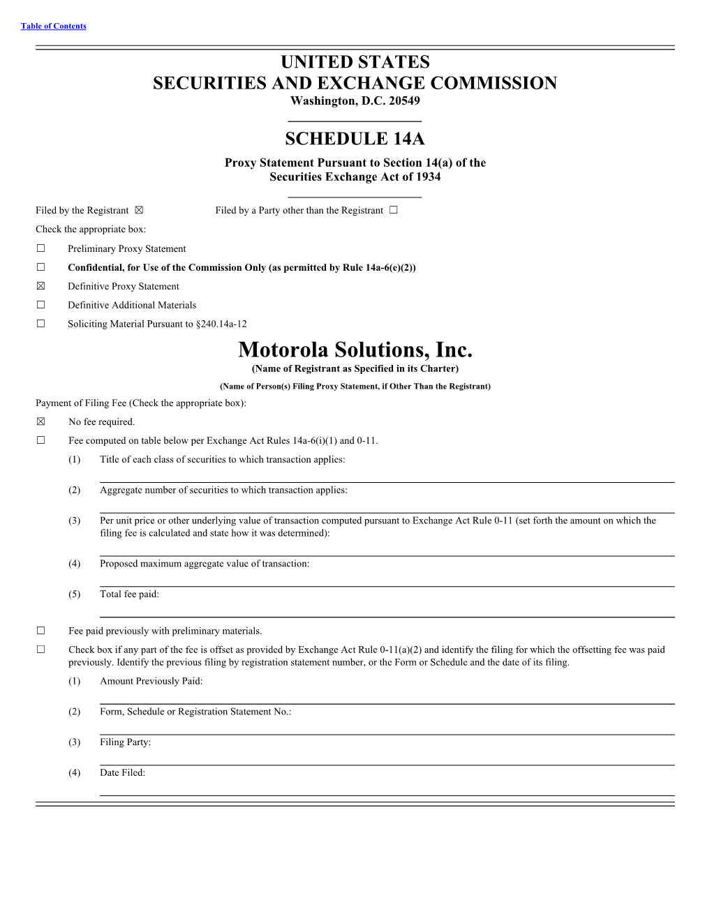 Motorola Solutions, Inc