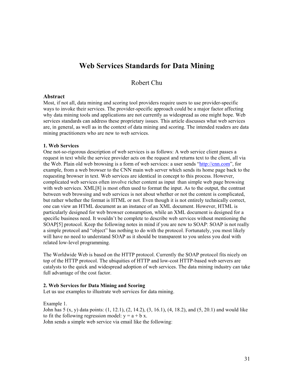 Web Services Standards for Data Mining