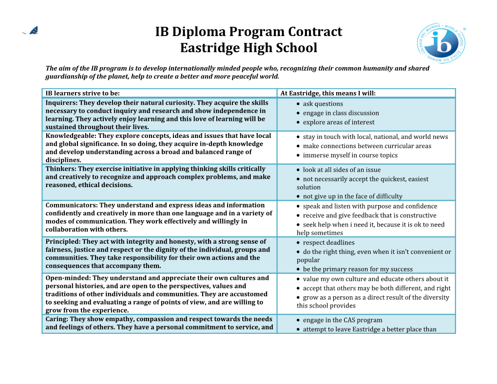 IB Diploma Program Contract