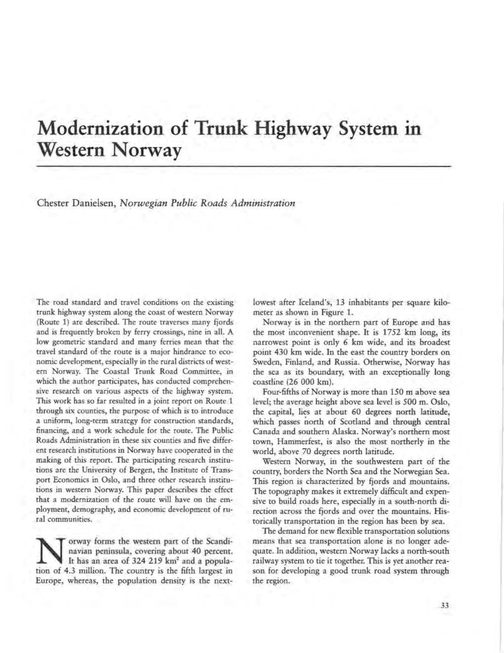 Modernization of Trunk Highway System in Western Norway