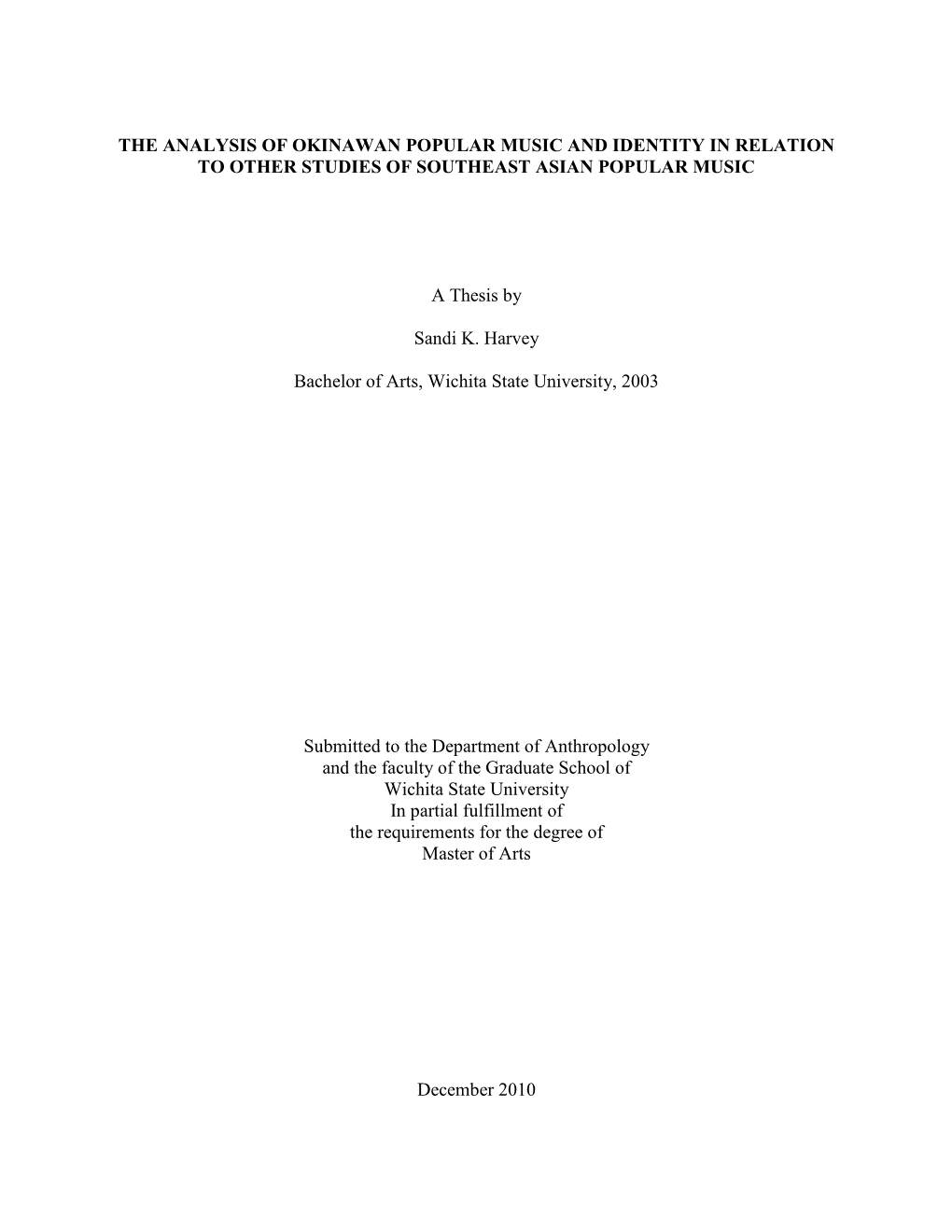 The Analysis of Okinawan Popular Music and Identity in Relation to Other Studies of Southeast Asian Popular Music