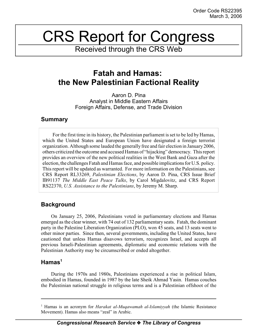 CRS Report for Congress Received Through the CRS Web