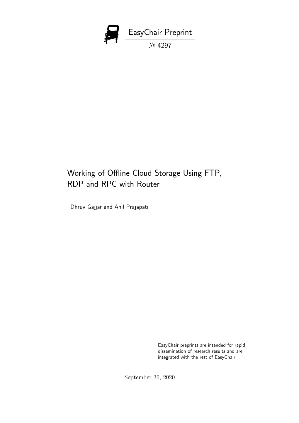 Working of Offline Cloud Storage Using FTP, RDP and RPC with Router