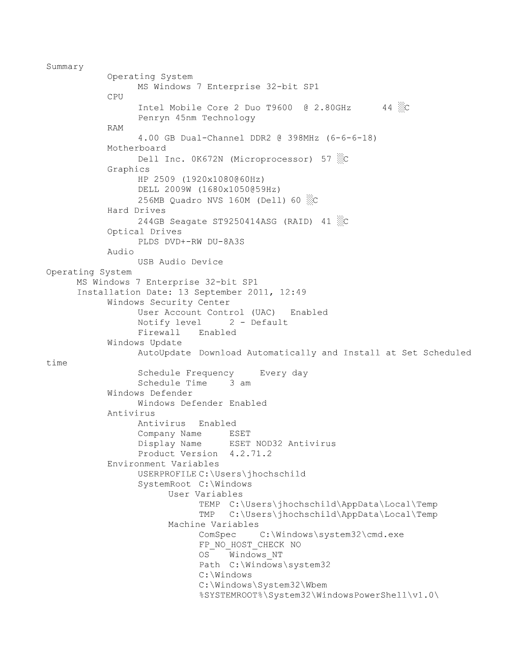 Intel Mobile Core 2 Duo T9600 2.80Ghz 44 C