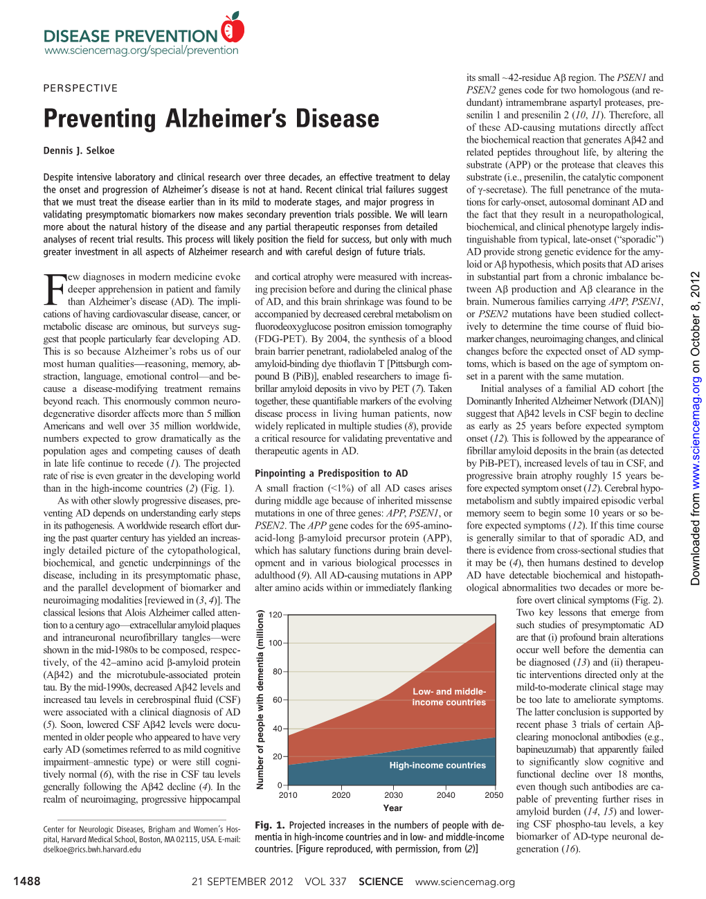 Preventing Alzheimer's Disease