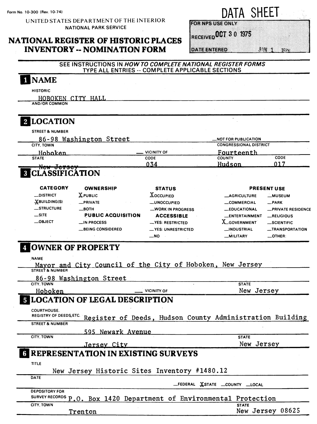 National Register of Historic Places Inventory -- Nomination Form