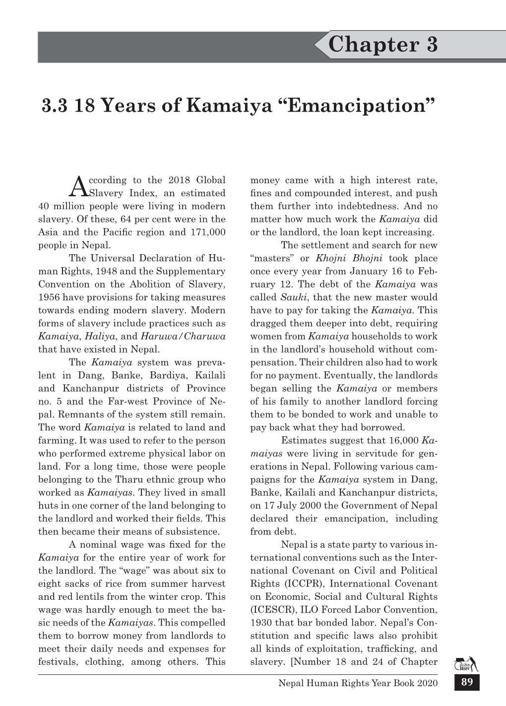 Chapter 3.3 18 Years of Kamaiya "Emancipation"