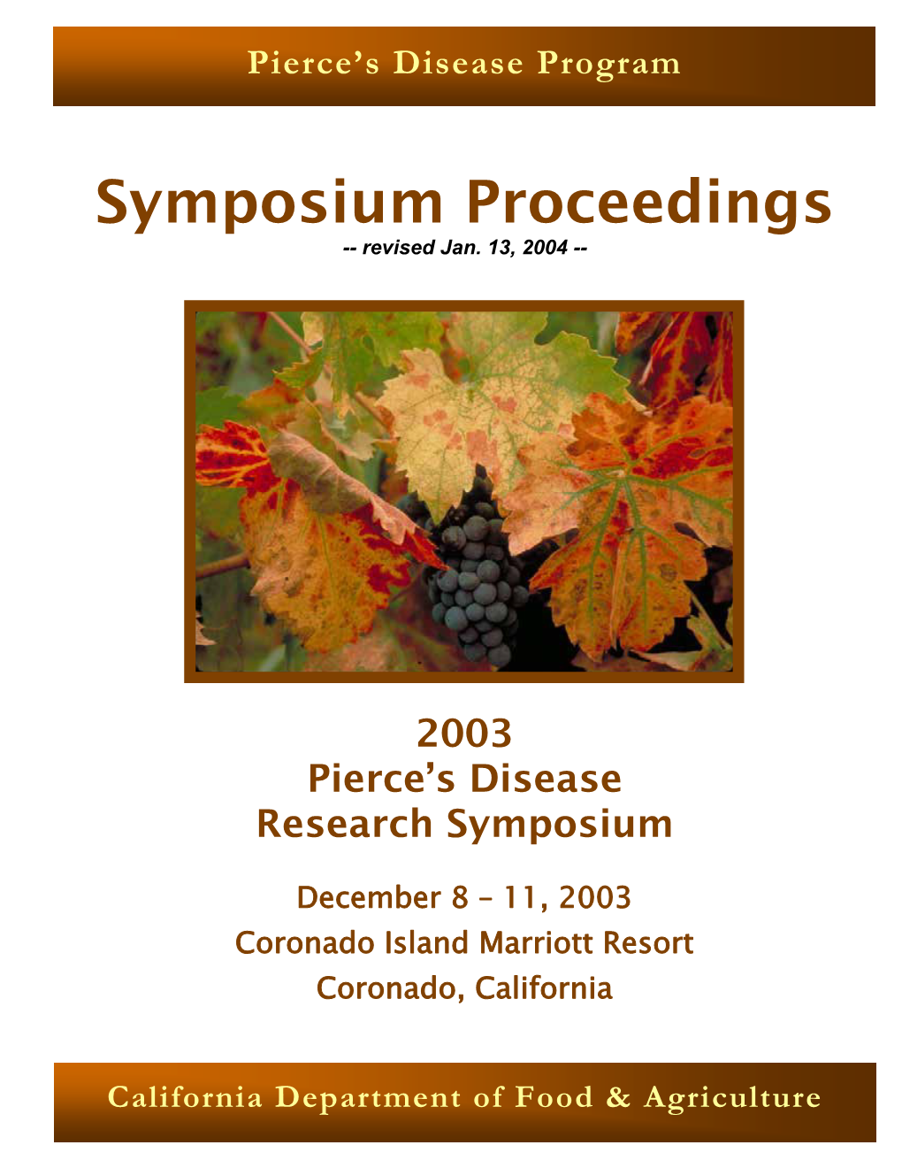 Pierce's Disease Research Symposium Proceedings