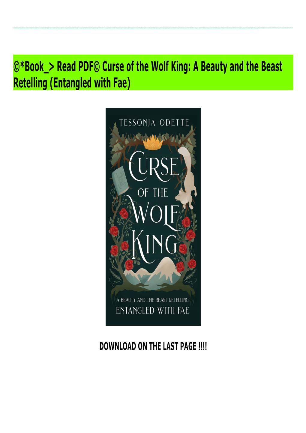 ©*Book &gt; Read PDF© Curse of the Wolf King: a Beauty and the Beast