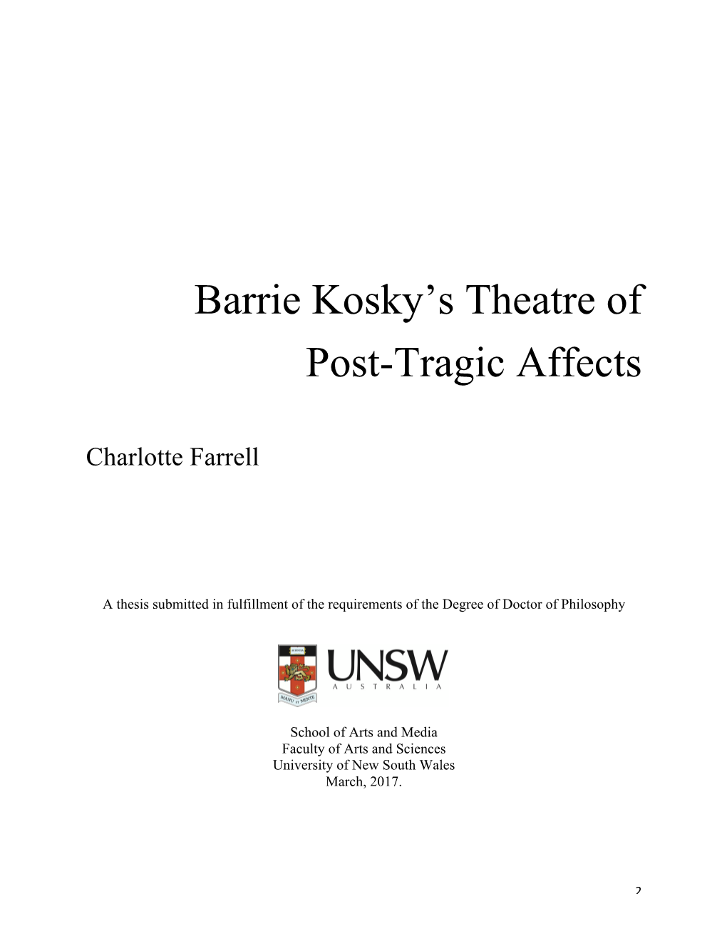 Barrie Kosky's Theatre of Post-Tragic Affects