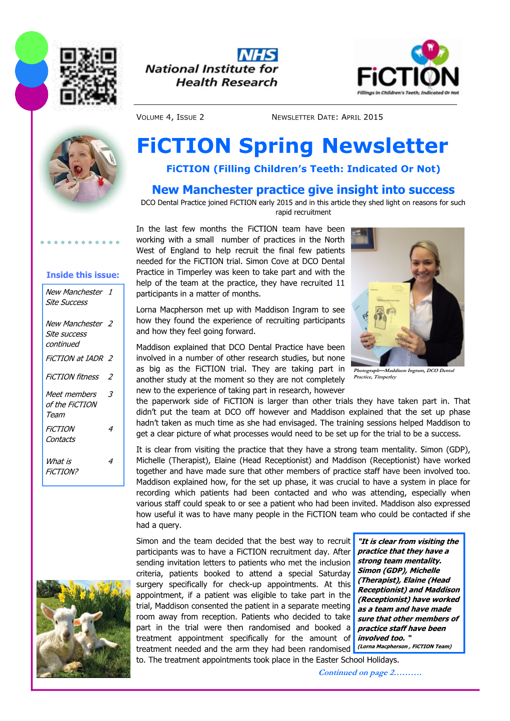 Fiction Spring Newsletter Fiction (Filling Children’S Teeth: Indicated Or Not)