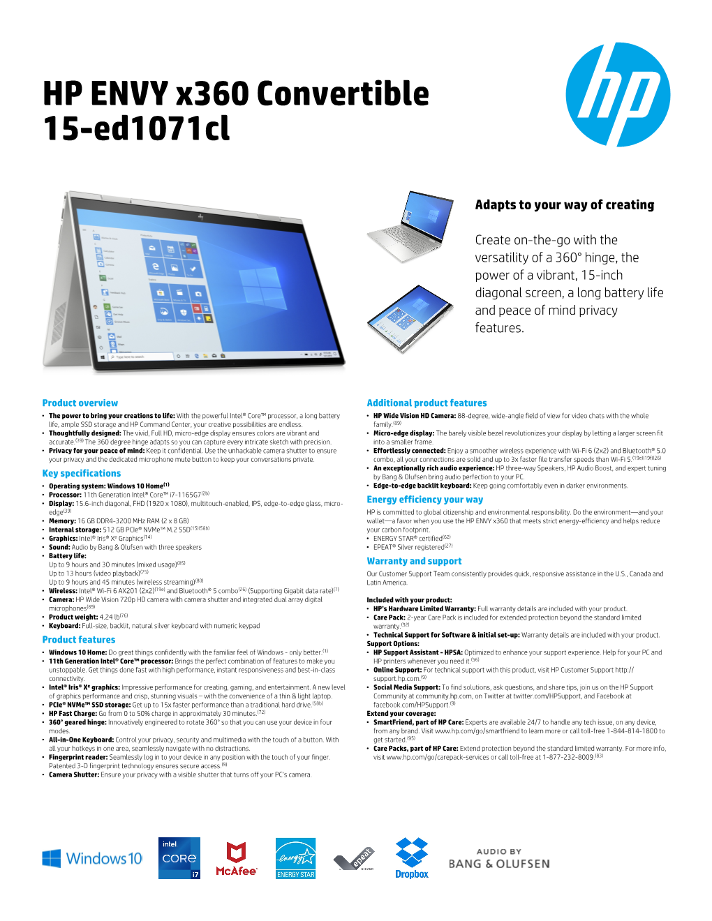 HP ENVY X360 Convertible 15-Ed1071cl