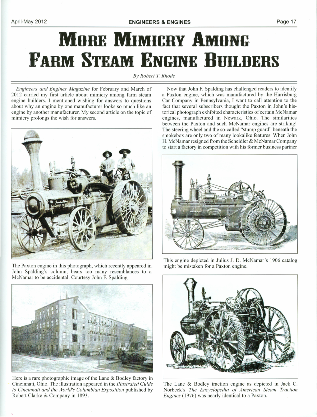 MIMICRY AMONG FARM STEAM ENGINE BUILDERS by Robert T Rhode