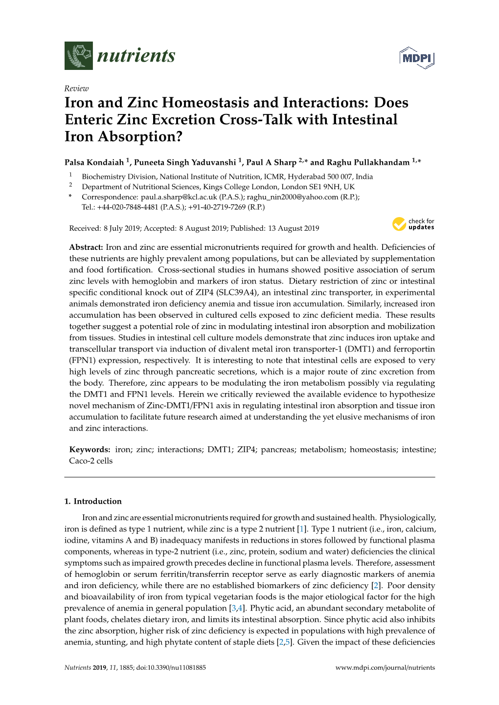 Does Enteric Zinc Excretion Cross-Talk with Intestinal Iron Absorption?