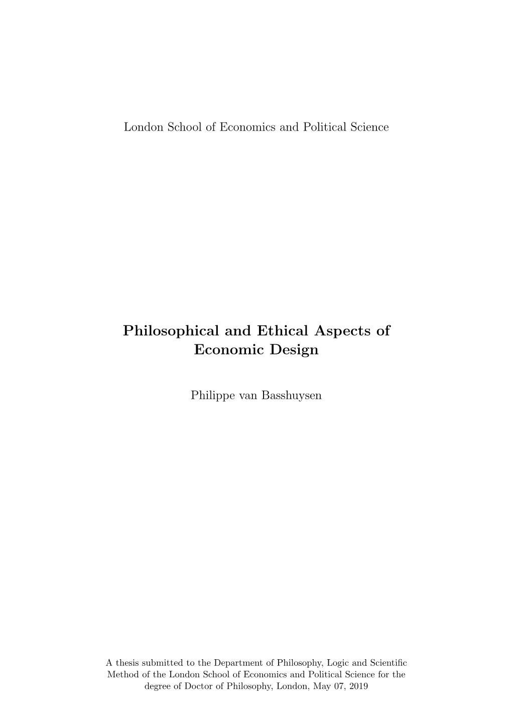 Philosophical and Ethical Aspects of Economic Design