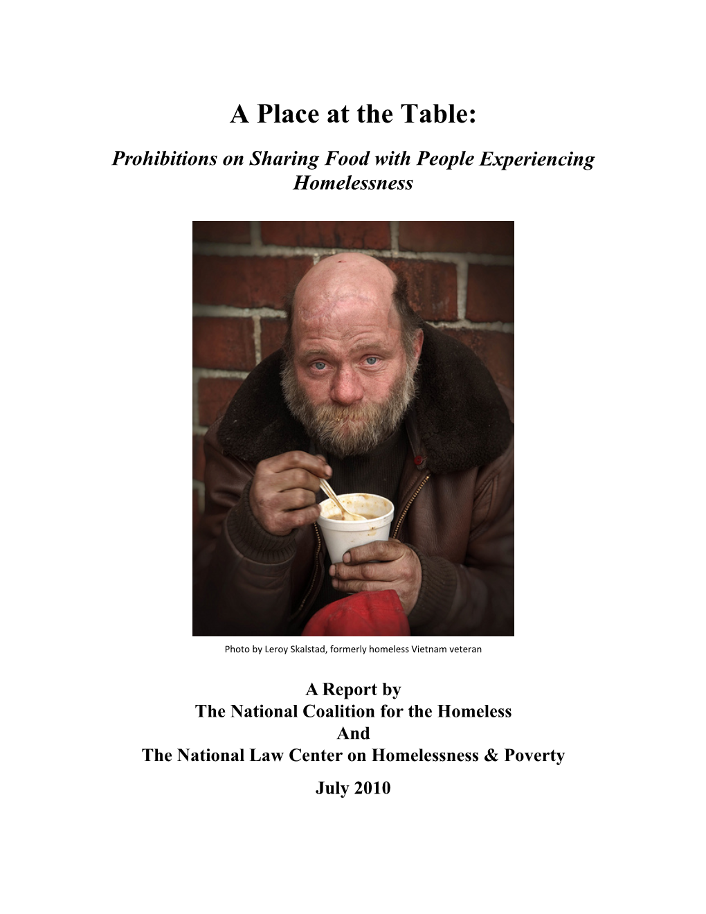A Place at the Table: Prohibitions on Sharing Food with People Experiencing Homelessness