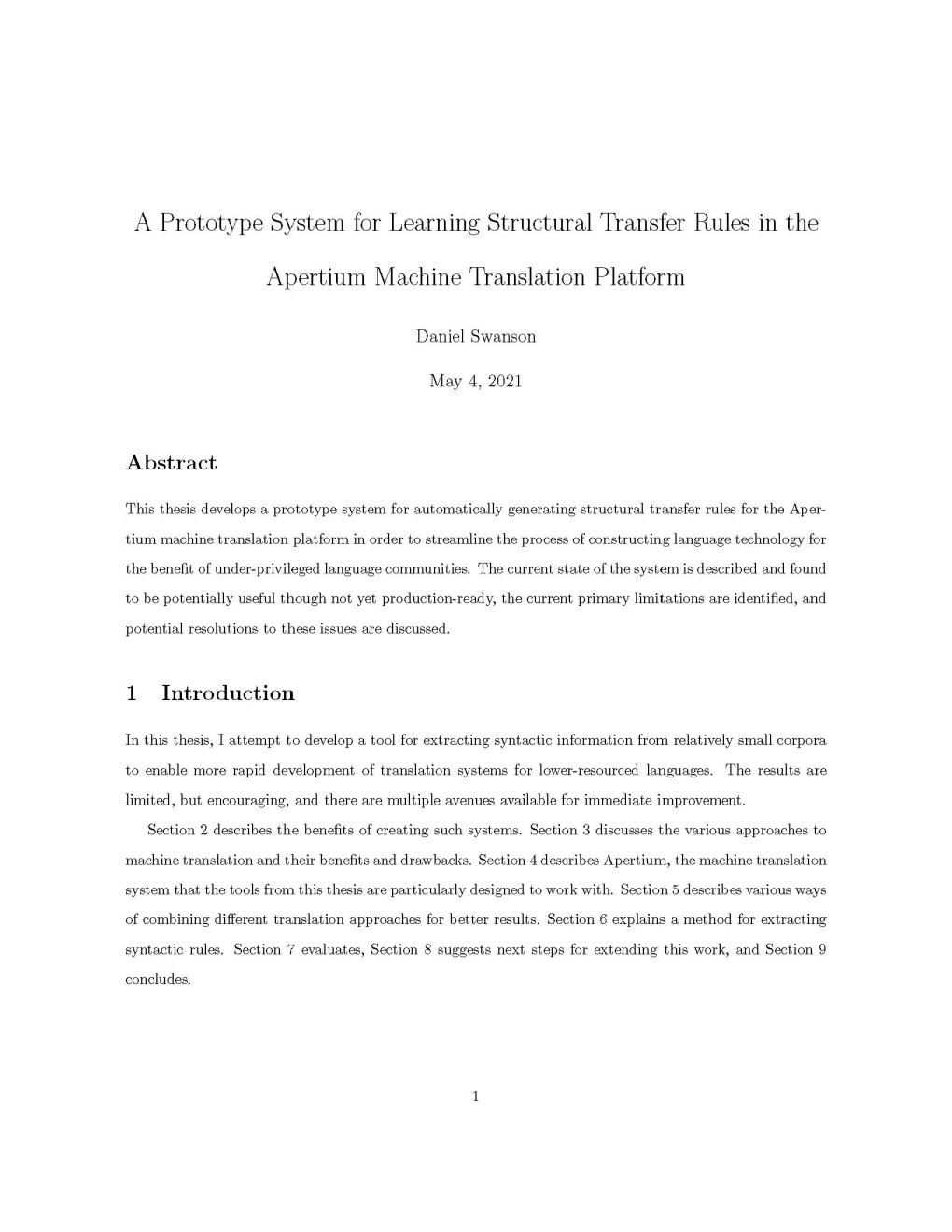 A Prototype System for Learning Structural Transfer Rules in The