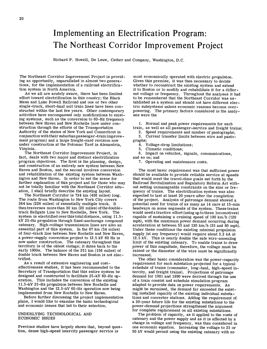 Implementing an Electrification Program: the Northeast Corridor Improvement Project