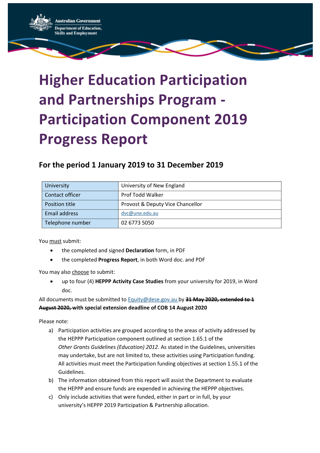 Participation Component 2019 Progress Report