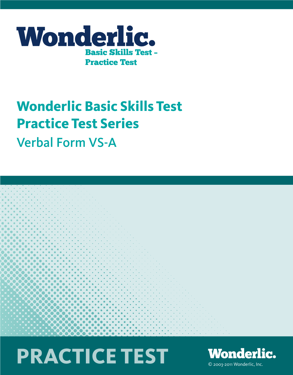 Wonderlic Basic Skills Test Practice Test Series Verbal Form VS-A