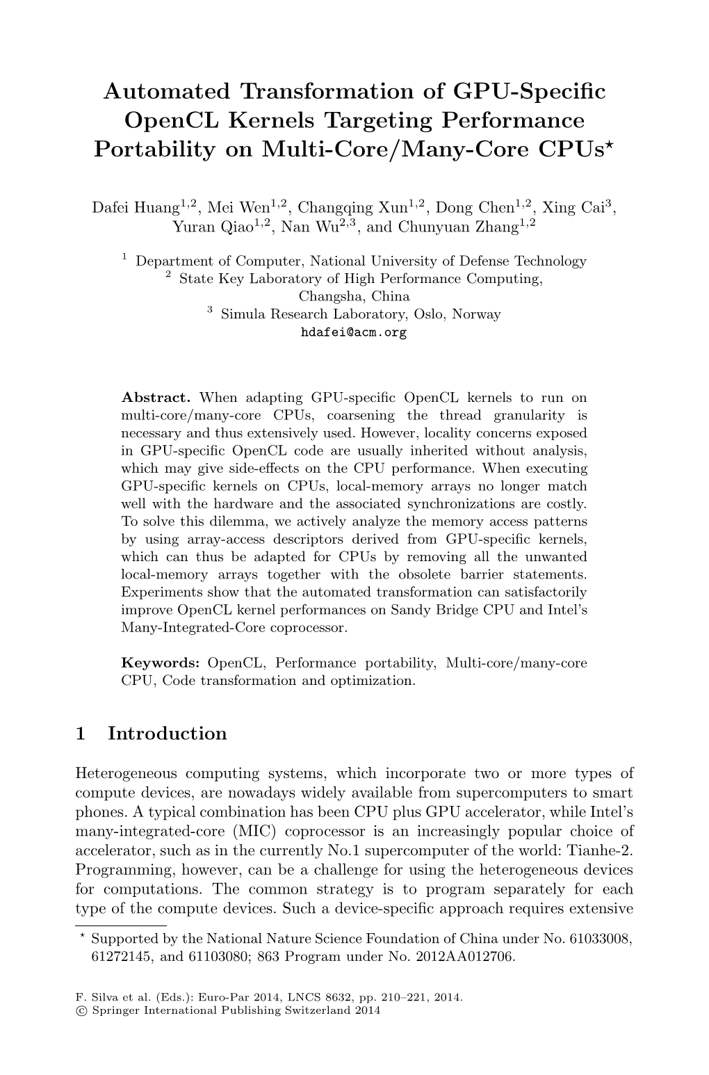 Automated Transformation of GPU-Specific Opencl Kernels