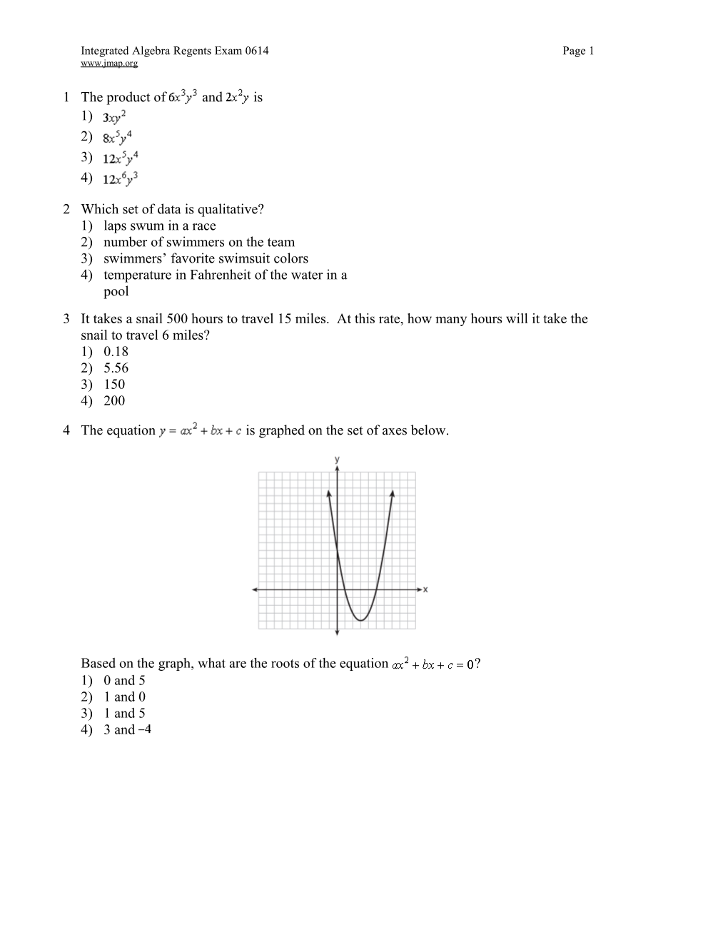 Integrated Algebra Regents Exam 0614 Page 7