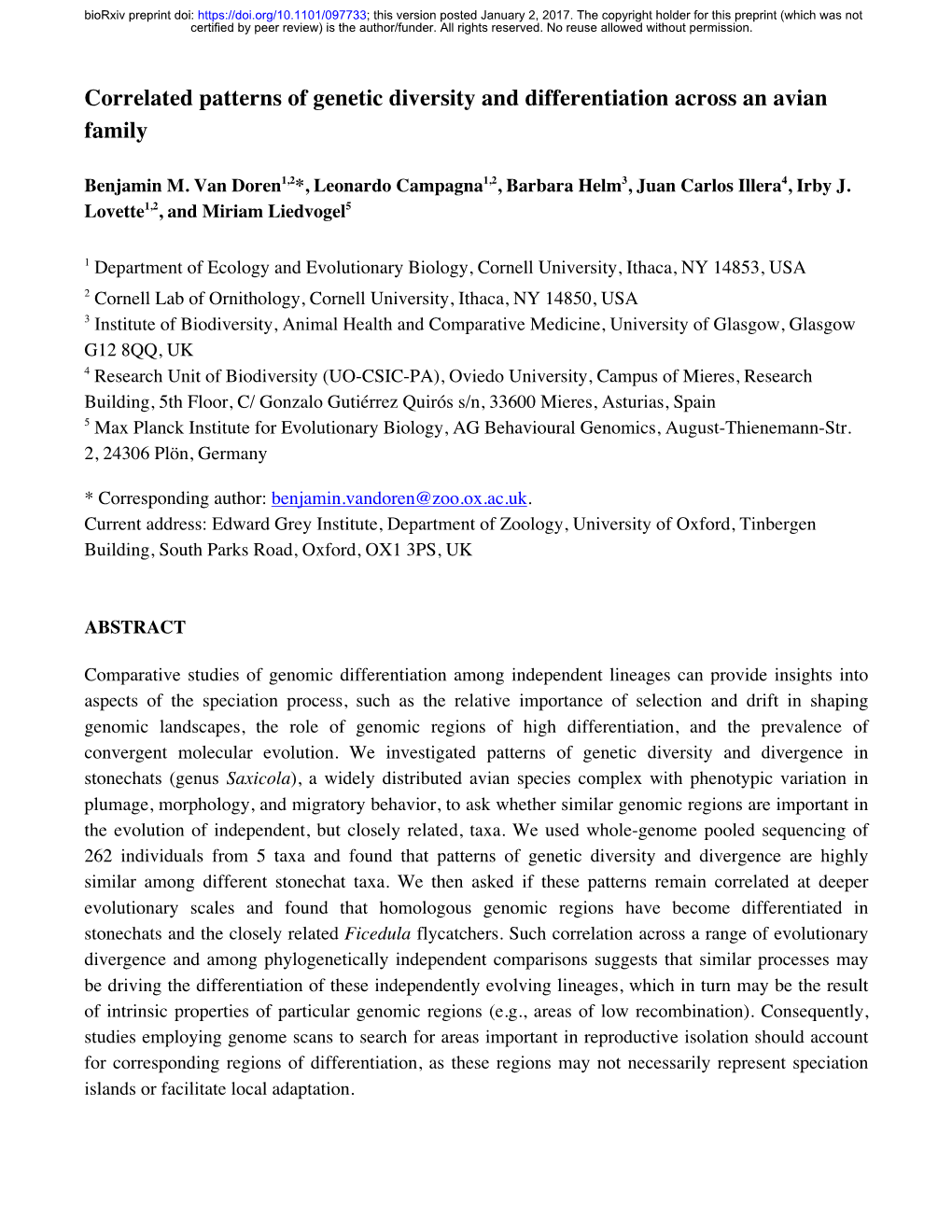 Correlated Patterns of Genetic Diversity and Differentiation Across an Avian Family