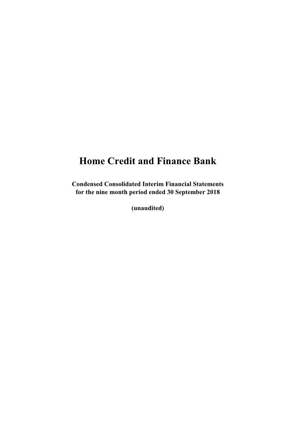 Home Credit and Finance Bank