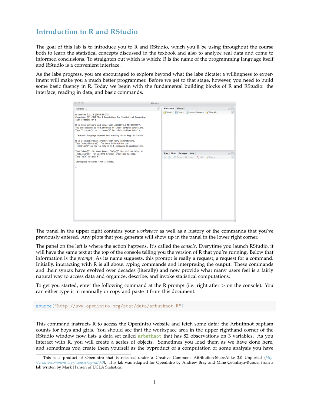 Introduction to R and Rstudio