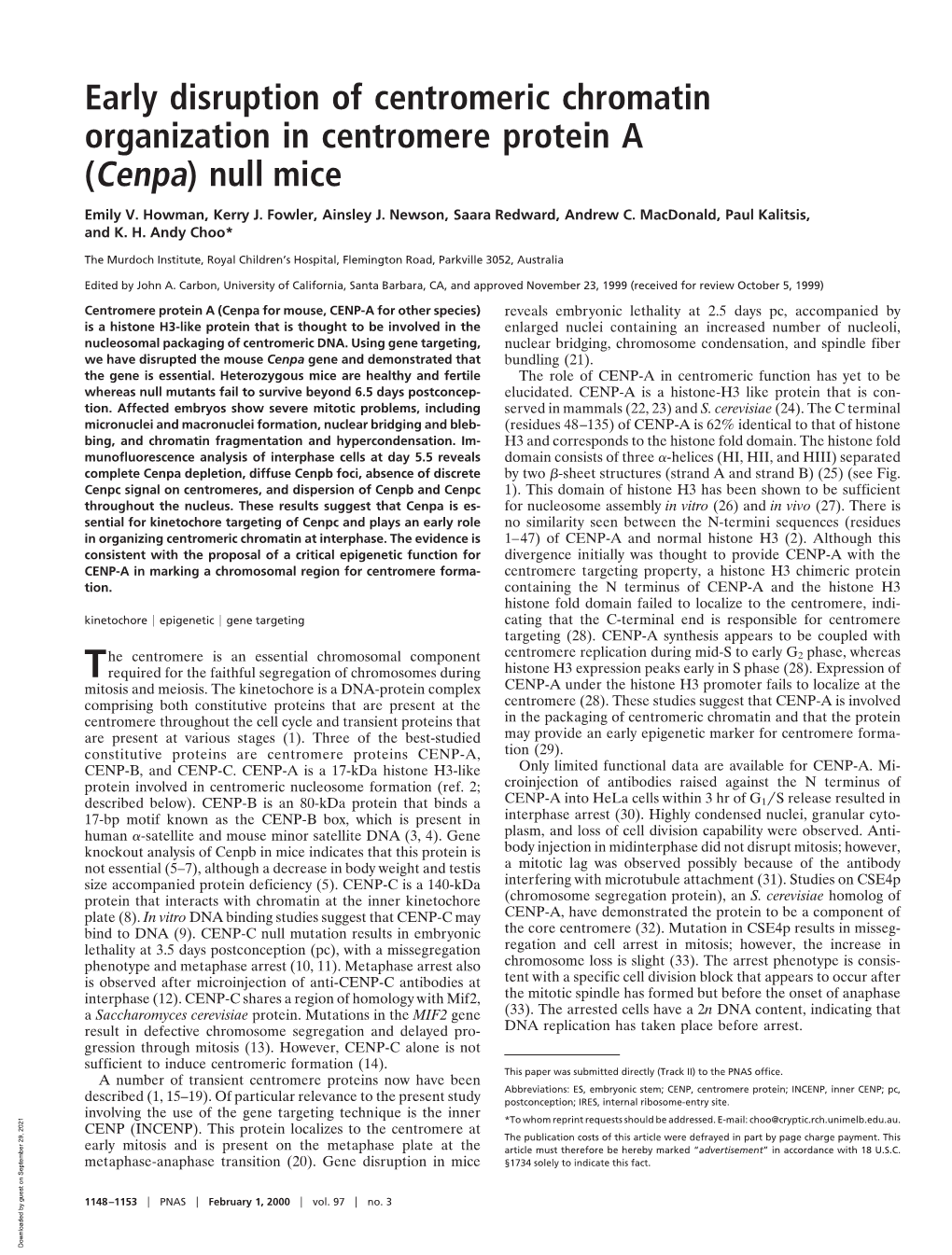 Cenpa) Null Mice