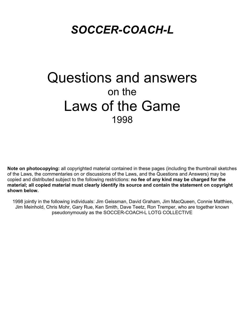 Soccer Questions and Answers