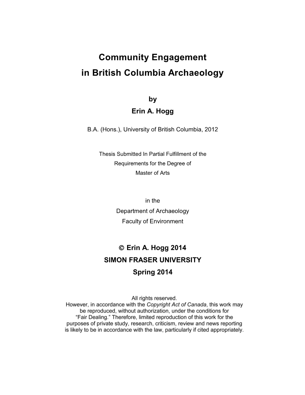 Community Engagement in British Columbia Archaeology