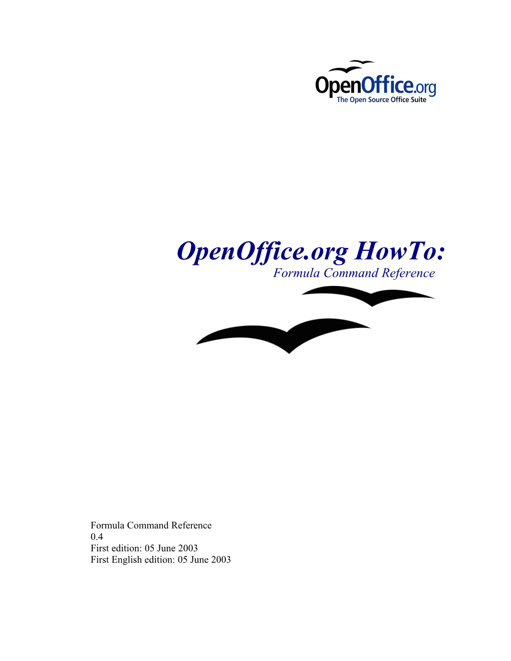 Openoffice.Org Howto: Formula Command Reference