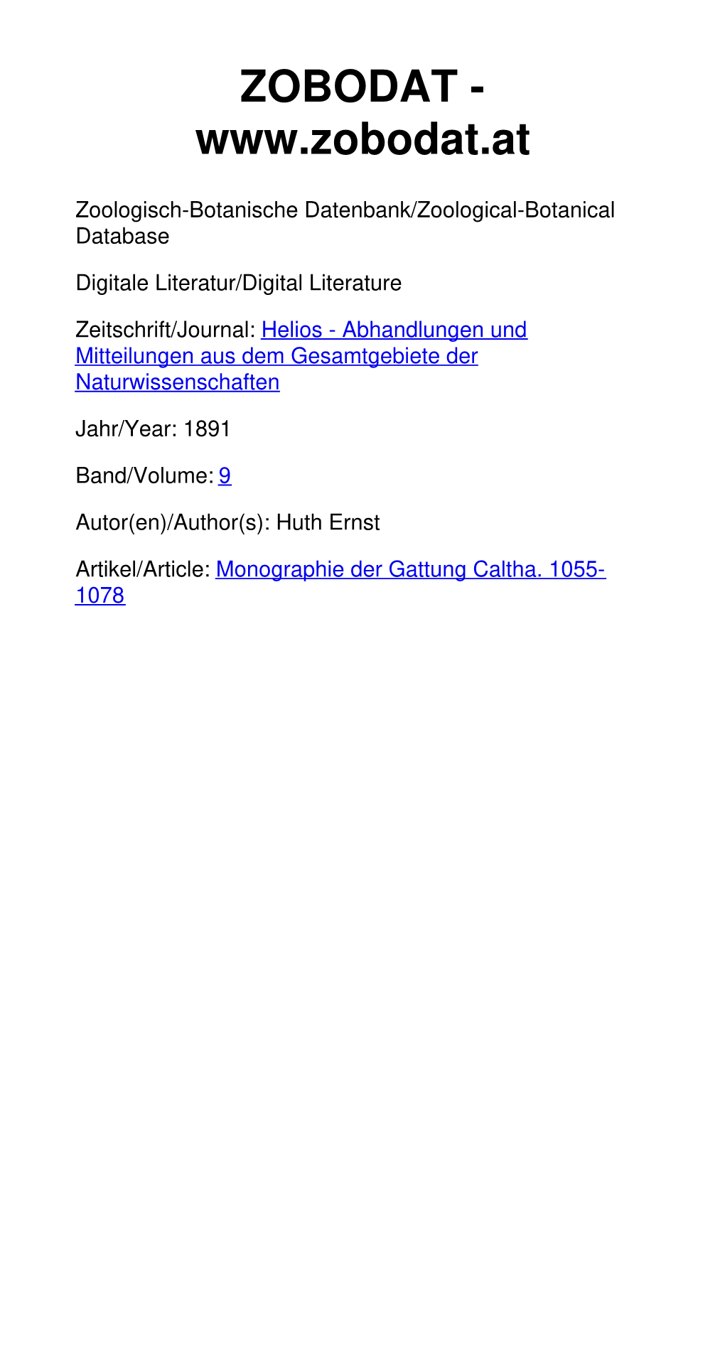 Monographie Der Gattung Caltha. 1055- 1078 Download