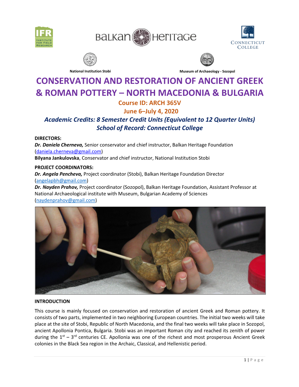 Conservation and Restoration of Ancient Greek & Roman Pottery