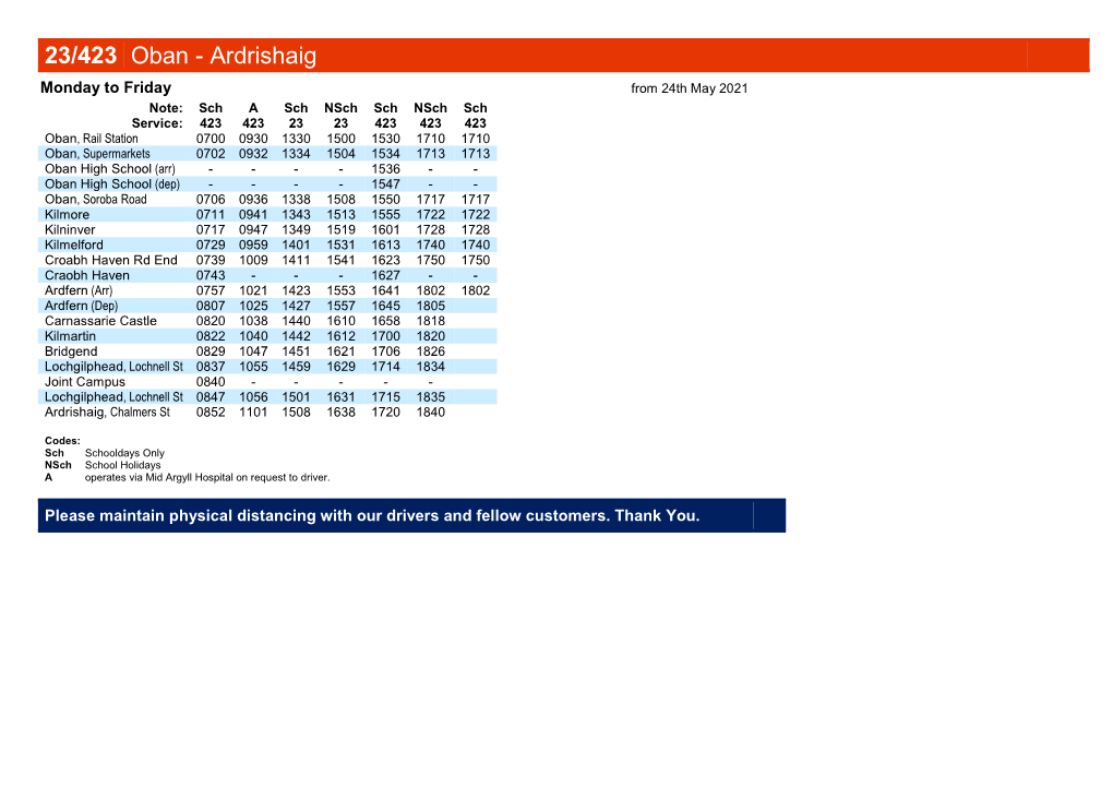 23/423 Oban - Ardrishaig