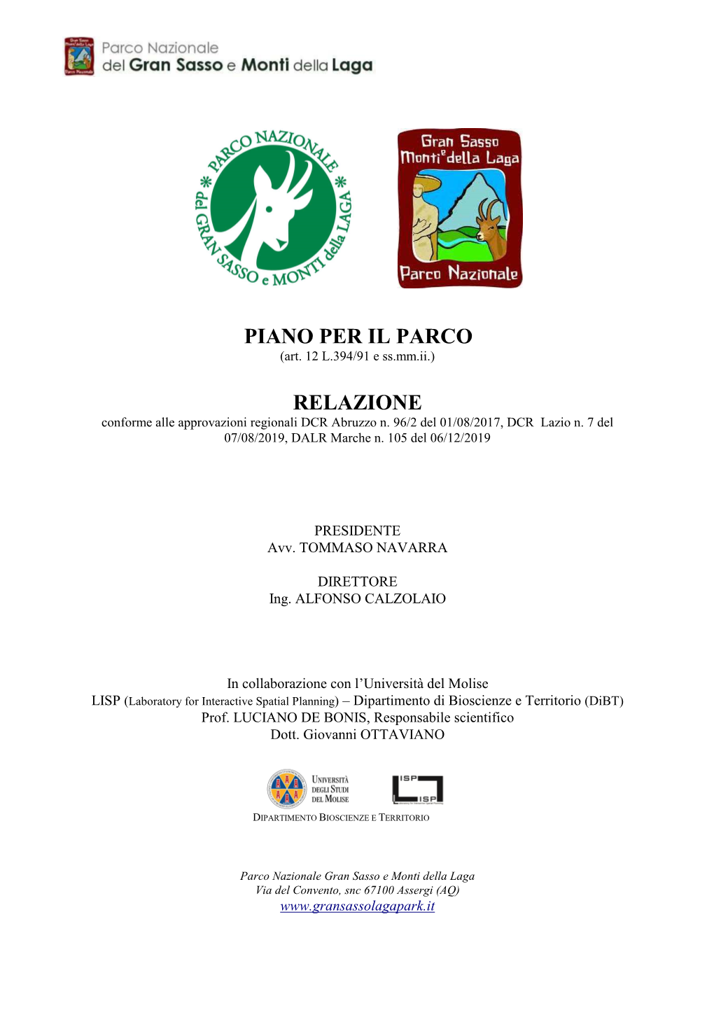 Piano Per Il Parco Relazione