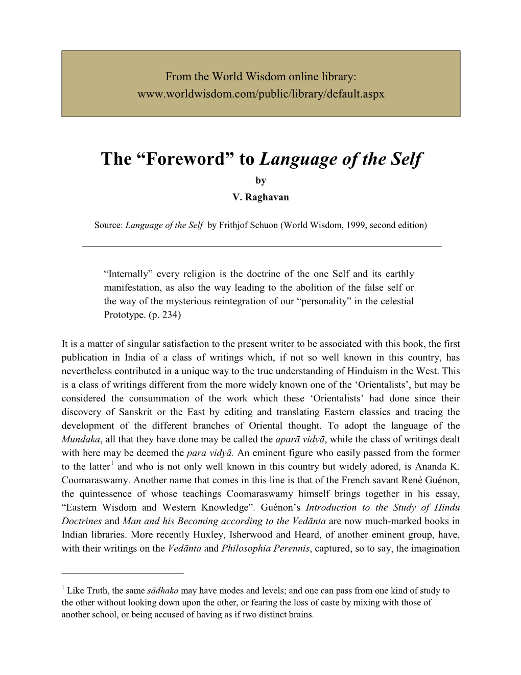 Foreword to "Language of the Self"